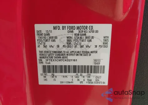 2012 Ford F-150 Stx from USA, damaged, VIN 1FTEX1CM7CKD21161